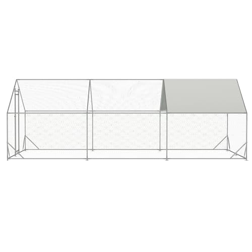 Large Metal Chicken Coop Walk-in Poultry Cage with Water-Resident Cover | Weather resistant cover, multi-pet space for chickens, rabbits, ducks and small outdoor pets - size: 19.7’L×9.8’W×6.5’H