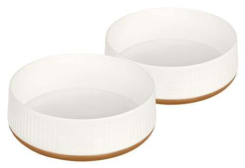 Harry Barker Large Modern Dog Bowls, 2-Pack Eco-Friendly Plastic Pet Food & Water Bowls, Non-Slip Base, Dishwasher Safe, BPA-Free, Neutral Design, Holds 9 Cups Each - color: Large Bowls