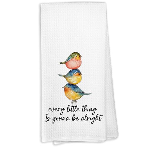 Every Little Thing is Gonna Be Alright Bird Kitchen Towels, Bird Gifts for Women, Inspirational Quotes Spring Hand Towels for Kitchen Bathroom, Inspirational Decorative Hand Towel - color: Color-3