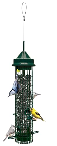 Squirrel Buster Classic Squirrel-proof Bird Feeder w/4 Feeding Ports, 2.4-pound Seed Capacity | Four feeding ports, weight-sensitive closure, seed ventilation, wire mesh for shared feeding