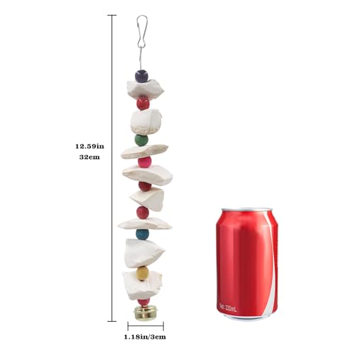 2-Pack Chicken Pecking Toys with Cuttlebone & Bell – Hanging Poultry Enrichment for Hens, Ducks & Geese | Calcium Supplement & Boredom Relief Activity