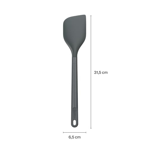 Zyliss E980222 Spatula Large, Sustainable Wheatstraw/Silicone, Spatula for Cooking and Mixing with Heat Resistant Silicone Head, Beluga Grey, 12.2" X 2.5", Dishwasher Safe, 5 Year Guarantee | Kitchen Utensil Handle Made From Sustainable Wheat Straw Does N