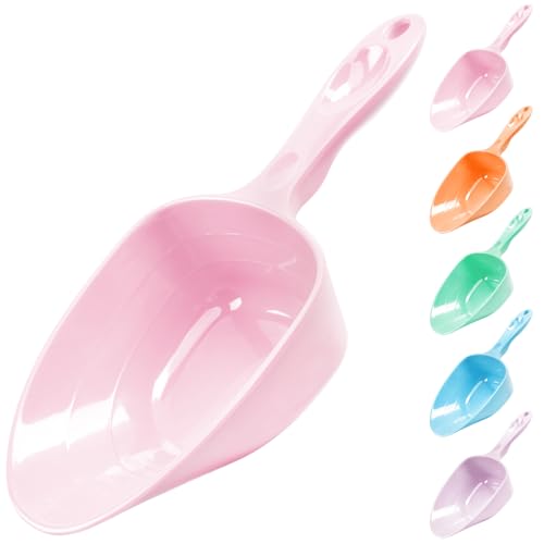 Melamine Pet Food Measuring Scoop, 1 Cup 1/2 Cup 1/4 Cup with Clear Measurement Lines for Dog, Cat, Bird, and Rabbit, Durable, Ergonomic Handle, Dishwasher safe-Pink - color: Pink