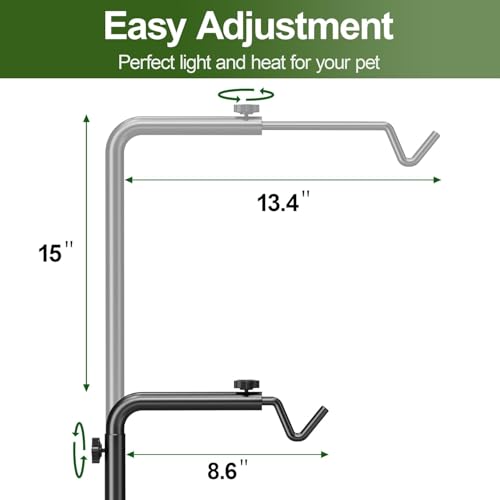 Reptile Heat Lamp Stand, Adjustable 21"-62"H Light Holder, Heavy Base | Heavy Duty, Wide Compatibility for Bearded Dragon, Turtle, Snake, Lizard, Terrarium Tank or Aquarium Use - size: 62" Height