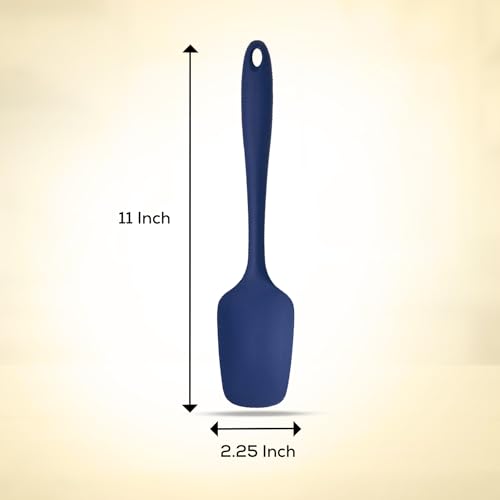 Mrs. Anderson’s Baking Silicone Spoon-Shaped Spatula, Flexible And Nonstick, One-Piece Design, Navy Blue, For Mixing, Folding, Scraping, Baking, And Cooking - color: Navy, size: 11-Inch, Spoon-Shaped