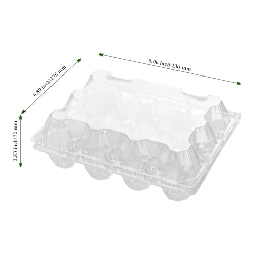 40 Pack Plastic Egg Cartons Bulk, 12 Count Chicken Duck Eggs, 1 Dozen Jumbo Clear Refrigerator Egg Trays