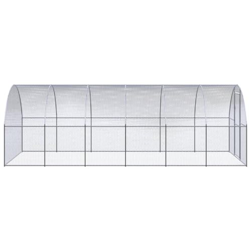 Galvanized Steel Chicken Coop Outdoor Enclosure for Chickens, Hens, Ducks, Small Animals, Spacious Chicken Run with Wire Mesh - color: Original, size: 118.1" x 236.2" x 78.7"