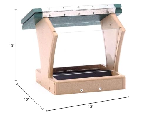 Birds Choice SN200 Two-Sided Hopper Feeder, Recycled Bird Feeder, Medium, Taupe/Green | Recycled Poly Lumber Construction, Easy to Fill and Clean, Weather-Resistant for Year-Round Backyard Feeding - style: Taupe/Green