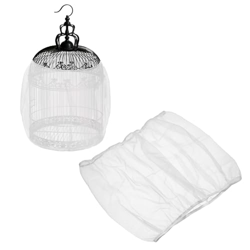 Bird Cage Seed Catcher, Bird Cage Net Cover Seeds Guard, Universal Birdcage Accessories, White, Circumference 31.5"-43.3", Height 13.8" for Parrot Cockatiel Enclosures - color: White, size: Circumference 31.5"-43.3", height 13.8"