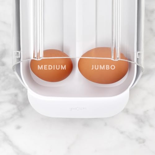YouCopia FridgeView Rolling Egg Holder, BPA-Free Stackable Eggs Organizer with Removable Tray for Refrigerator Storage