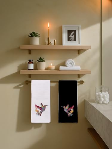 Black White Hummingbird Guest Bathroom Hand Towels Set of 2, Floral Bird Decorative Kitchen Hand Towel, Spring Summer Decor, Hummingbird Gifts for Women Unique, Housewarming Gift Idea New Home401 - color: Hummingbird005