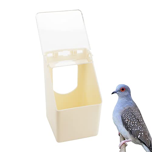 4 Pcs Pigeon Plastic Feeder, Quail Bird Food Feeding Hanging Box for Parrot Pigeon Bird Cage Poultry (One Hole)
