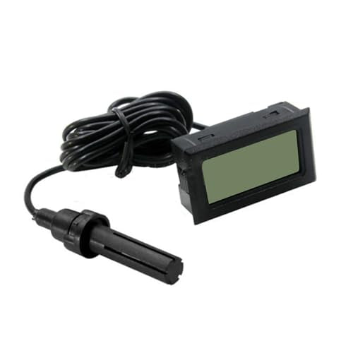 Digital Thermometer Hygrometer with Probe, LCD Display Temperature Humidity Meter for Indoor Incubator Reptile Plant Terrarium, Embedded Installation, Wide Range 10 to 99