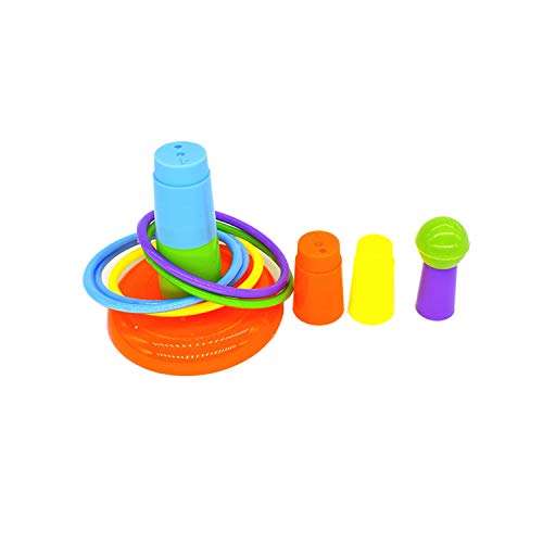 Hypeety 3 Pack Bird Intelligence Toys Stacking Training Rings Mini Shopping Cart Skateboard Stand Perch for Parrot Parakeet Cockatiel Conure Budgie Cockatoo (B) - color: Intellective Toy B