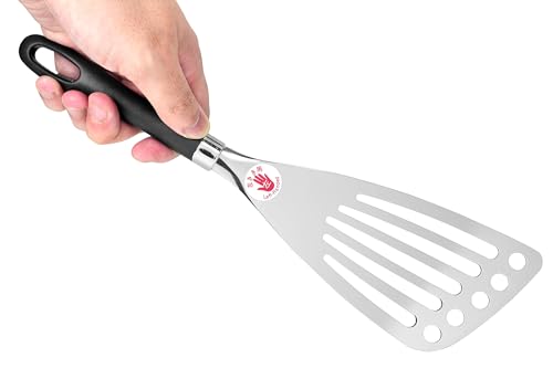 Left Handed Fish Spatula Stainless Steel Egg Flipper 12” | Fish Turner Spatula Slotted Turner Utensils Seki Japan - color: Stainless Steel, size: for Left-handed
