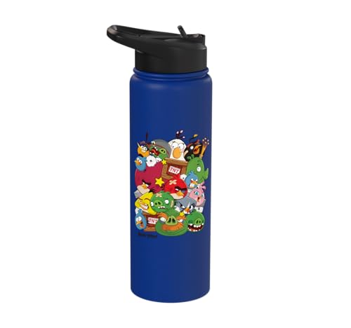 Angry Birds Piggy & Bird Pile Stainless Steel Insulated Water Bottle - color: Royal Blue