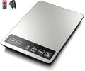 Fuzion Food Kitchen Scale 22lb/0.1oz - Food Scale 7 Units, Tare & Timer | Rechargeable, Tempered Glass+ Stainless Steel, Digital Kitchen Scale Grams and oz for Cooking, Baking, Weight Loss, Meal Prep - color: Silver Black