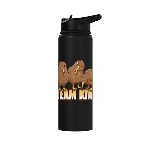 Team Kiwi Bird Kiwi Animal Cute Kiwi New Zealand Bird Stainless Steel Insulated Water Bottle - color: Black