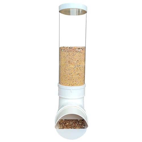 PVC Chicken Feeder,Outdoor Automatic Chicken Feeder,Chicken feeders no Waste,wall Mount Weatherproof Chicken Gravity Feeder (Transparent) - color: transparent