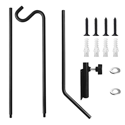 Heavy Duty Extended Reach Wall Mounted Deck Hook Wall Pole,Bracket Direction and Length Adjustable Plant Bracket for Bird Feeders, Planters, Suet Baskets, Lanterns, Wind Chimes,Black - size: 43in Long Wall Mounted Hook-1 Pack