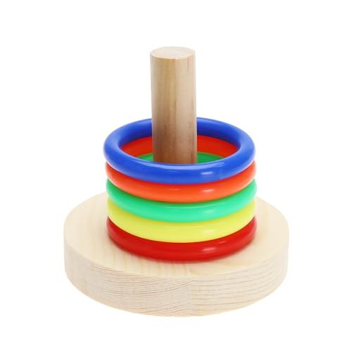 1 Set Wooden Bird Training Toys Parrot Training Colorful Stacking Rings Toy Educational Foraging Toy for Small to Medium Birds