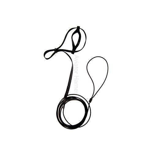THE Aviator Bird Harness and Leash, Black, XXX-Small