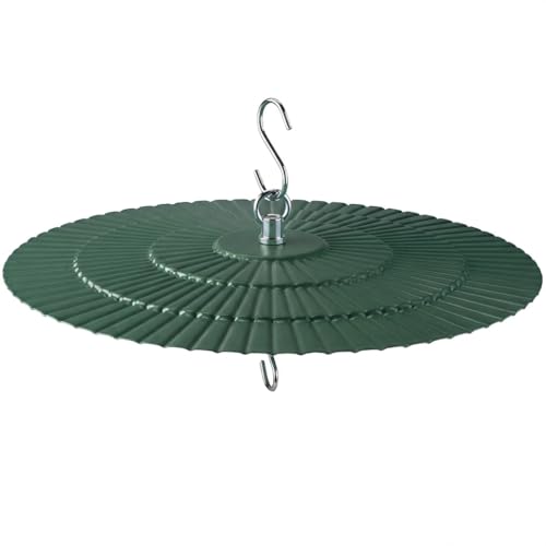 11.5" Metal Bird Feeder Rain Guard - Green | Umbrella Cover Dome Shield for Garden Bird Feeders - Weatherproof Shade Baffle to Blend with Nature - color: Green