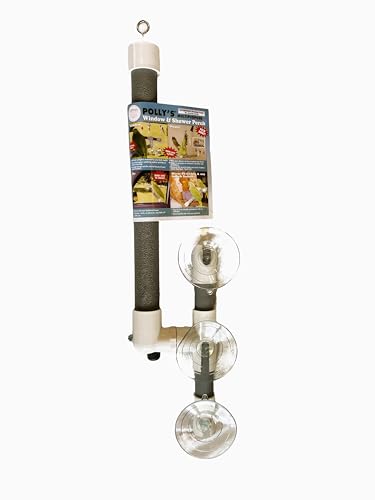 Polly's Portable Window-Shower Perch with Suction Cups for Cockatiels, Macaws, African Greys (Deluxe, Large) - size: Large