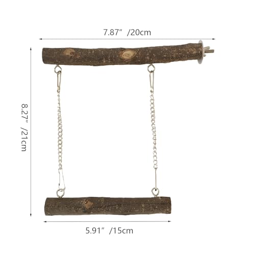 Bird Swing Parrot Perch Stand, Natural Wood Parrot Cage Toys | For Parakeet Cockatoo Budgie Lovebirds Cockatiel, Small Animal