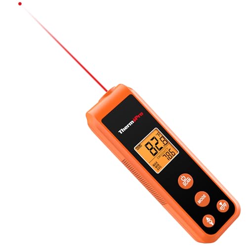 TempPro TempScan Mini-Sized Infrared Thermometer Gun for HVAC Engine BBQ | Temperature Gun with Max/Min/Avg Display, Infrared Thermometer for Cooking Pizza Oven Accessories, -58~1022°F Temp Gun - style: IR Thermometer with Laser