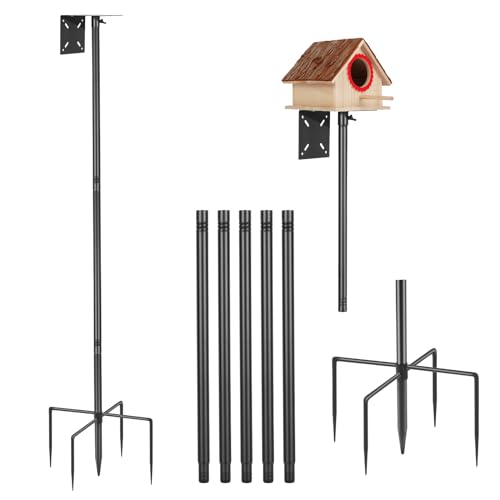 Smart Bird Feeder Pole - (32-92 Inch) Adjustable Bird House Pole Compatible with BirdBuddy, Outdoors Weather Station and Variety of Smart Birdhouse Styles, Heavy Duty Bird Feeder Stand Mount Kit