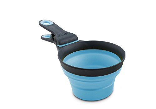 Dexas Popware for Pets Collapsible Klip Scoop, 3-in-1 Pet Food Scoop, Measuring Cup and Bag Clip, 1 Cup Capacity, Blue - color: Blue, size: 1 Cup Capacity