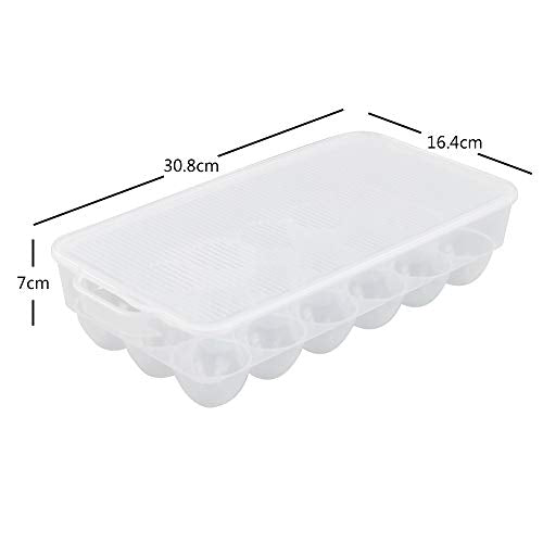 Bringer 4-Pack Clear Plastic Refrigerator Egg Containers, Egg Tray Holder | Fit 18 Eggs x 4 (72 Eggs), Deviled Egg Tray Carrier, Clear Stackable Egg Holder for Kitchen or Pantry Organizers and Storage