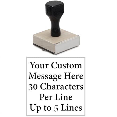 Infusion Custom Text Traditional Wood Stamp with Plastic Handle, 2" x 2" - size: 2" X 2"