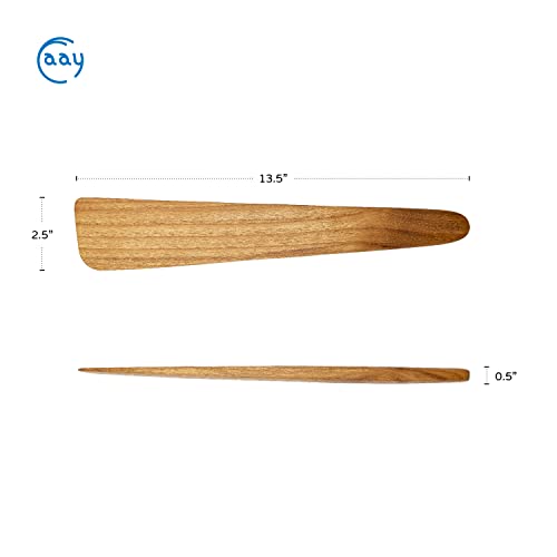 FAAY 13" Flat Wooden Spatula for Cast Iron, Egg Flipper, Pan Scraper, Handcraft from High Moist Resistance Golden Teak for Non Stick Cookware (13") - size: 13"