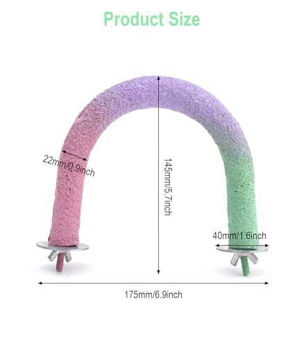 U Shape Parrot Perch Cage for 4cm Large Pad Fits Bird perches | Fits Horizontal Vertical Bars Washable Colorfast Resin Perch for Budgies, Cockatiels to Trim Nails Beak Naturally