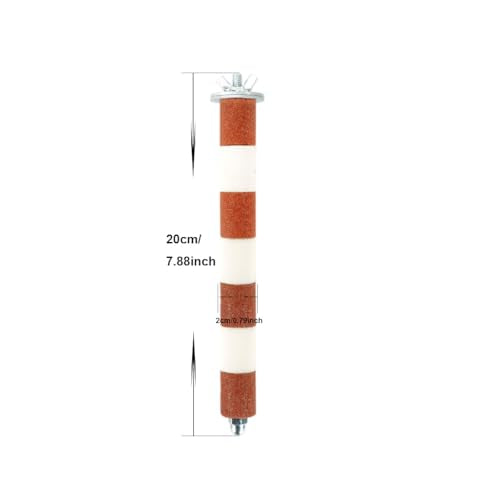 Ceramic Claw Grinding Perch for Cockatiels & Small Birds, Removable Bird Perch with Stainless Steel, Nail File Perch, Beak Trimmer & Comfortable Cage Stand for Parakeets, Conures (#1, 0.8" W x 7.8" L)