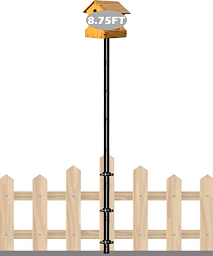 105 Inch Bird Feeder Pole Kit, Heavy Duty Bird House Pole Set for Deck Fence or Patio Railing, Adjustable Universal Mounting Post Kit for Outdoors, Matte Black, 1 Pack - size: Deck Fence 1pack