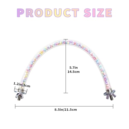 Bird Cage Accessories, 2 Pack Plastic Transparent Perch with Colorful Beads Inside, Bird Perches for Cage, Perch for Budgies, Cockatiels, Lovebirds, Green Cheeks, Small to Medium Birds