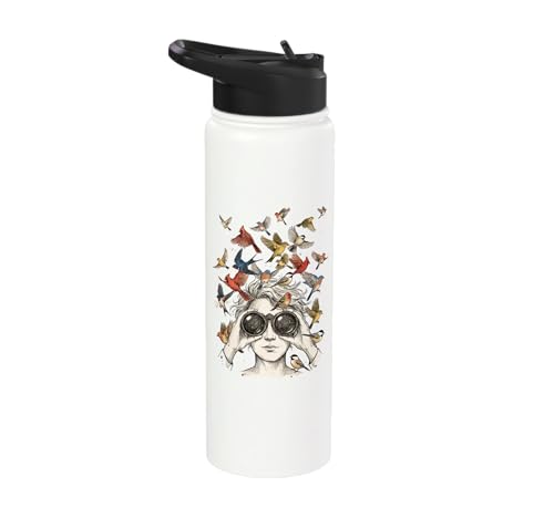 Bird Nerd Birdwatcher Birdwatching Bird Watcher Birder Tee Stainless Steel Insulated Water Bottle - color: White