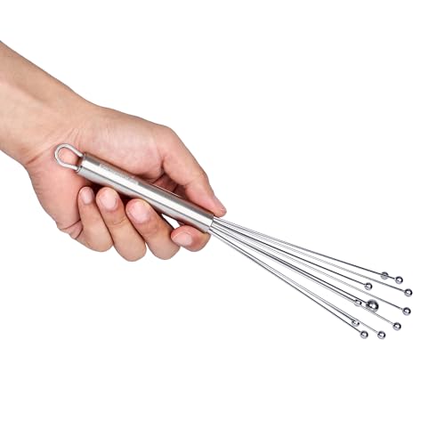 Restaurantware 10.5 in Stainless Steel Ball Whisk - German Standard Egg Beater with Ergonomic Handle, Dishwasher Safe - Manual Mixer Cooking Whisk for Baking, Stirring, Sauces, Beating - color: Ball Whisk, size: 10 3/4"