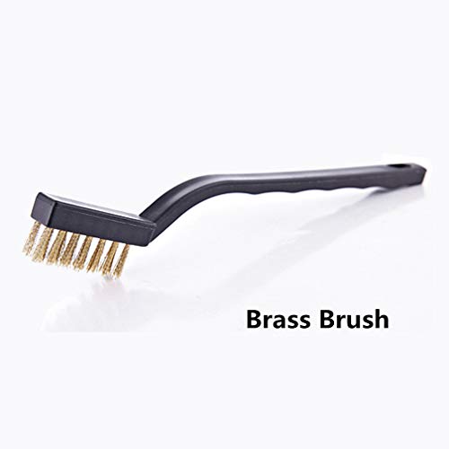 YiwerDer 9PCS MINI Brass Brushes Set, Curved Handle Scratch Wire Toothbrush, Cleaning Welding Slag and Rust - style: 9Pcs Mini Brass Brushes