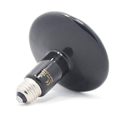 250 Watt Reptile Heat Lamp Bulb, No Light Infrared Ceramic Heat Emitter for Pets Terrarium Brooder Coop, Lizard, Aquarium, Lambs, Snake, Amphibian, Black - color: Black
