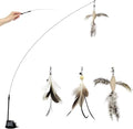 Cat Feather Wand Toy with Suction Cup, 2 in 1 Hands Free & Handheld Interactive Cat Teaser, Long Flexible Steel Wire Stick, 3 Replaceable Feather Bird Attachments with Bells for Indoor Kittens & Cats. - color: Classic Suction Toys (3 Refills）