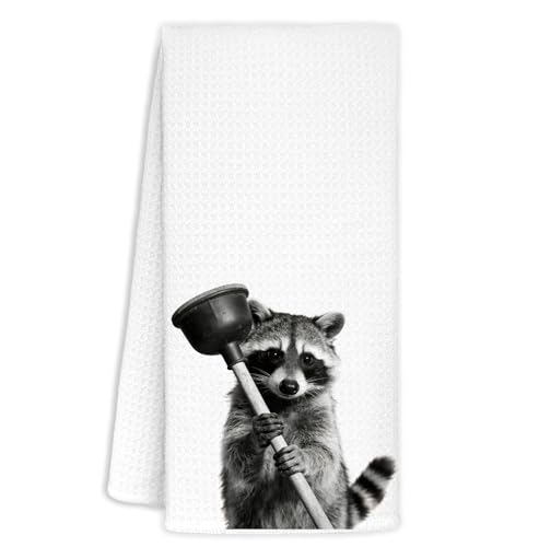 Black and White Raccoon Bathroom Decor,Funny Raccoons Gifts Dish Towels,Trash Panda Hand Towels Drying Cloth for Kids Toddler Bathroom Decor,Raccoon Kitchen Towels, 16x24 Inch - color: Funny-raccoon