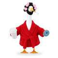 Old Lady Porch Goose Outfits 23 in Bathrobe Lawn Goose Costume Set Red | 23 Inch, for Porch Goose Cement or Plastic Statue, with Curlers Hat Coffee Cup Donut, Lawn Yard Garden Patio Decor - style: Bathrobe Red