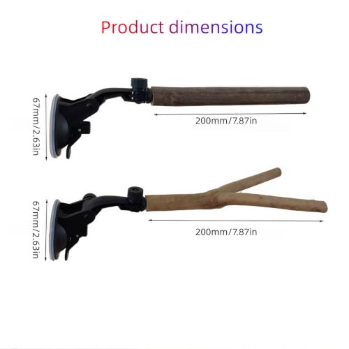2 Pcs Parrot Perch Stand with Grip Suction Cup, Movable Perch Stand Bird Training Set, for Flat, Windows, Flat Tiles, Bath/Car Wood Training Perch,for Bird, Cockatoo, Macaw, Parakeet