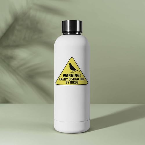 Easily Distracted by Birds Sticker for Hydroflask Water Bottle - Funny Birding Quote Laptop Decal - Cute Birdwatching Gift for Bird Nerds