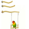 Bird Perch and Swing Set for Small Birds, Natural Wood Cage Accessories | 2-in-1 Integrated Perch with Hanging Swing for Budgies, Parakeets, Cockatiels & Lovebirds, Encourages Climbing & Activity - size: Medium