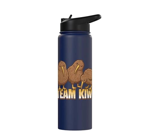 Team Kiwi Bird Kiwi Animal Cute Kiwi New Zealand Bird Stainless Steel Insulated Water Bottle - color: Navy Blue